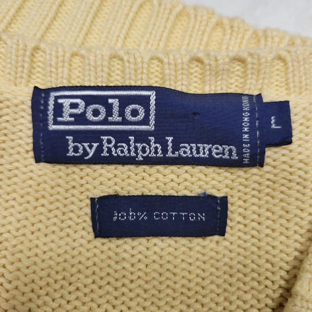 Polo Ralph Lauren‎ Size L Yellow Cotton Pinehurst V-neck Sweater Vest